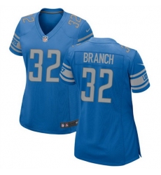 Women Detroit Lions 32 Brian Branch Blue Stitched Jersey 28Run Smaller 29