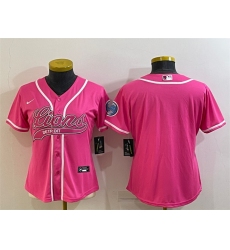 Women Detroit Lions Blank Pink With Patch Cool Base Stitched Baseball Jersey