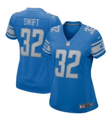 Women Detroit Lions D'Andre Swift #32 Blue Vapor Limited Stitched NFL Jersey