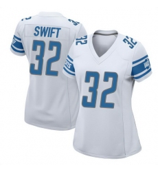 Women Detroit Lions D'Andre Swift #32 White Vapor Limited Stitched NFL Jersey