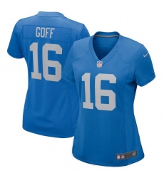 Women Detroit Lions Jared Goff #16 Blue Vapor Limited Stitched NFL Jersey