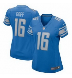 Women Detroit Lions Jared Goff #16 Rush Stitched NFL Jersey