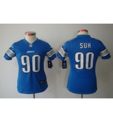 Women Nike Detroit Lions 90# Ndamukong Suh Blue Color[Women LIMITED Jerseys]