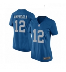 Womens Detroit Lions 12 Danny Amendola Game Blue Alternate Football Jersey