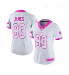 Womens Detroit Lions 83 Jesse James Limited White Pink Rush Fashion Football Jersey