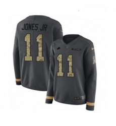 Womens Nike Detroit Lions 11 Marvin Jones Jr Limited Black Salute to Service Therma Long Sleeve NFL Jersey