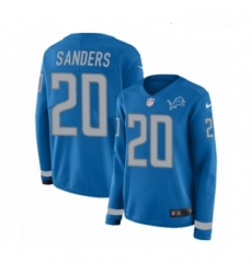 Womens Nike Detroit Lions 20 Barry Sanders Limited Blue Therma Long Sleeve NFL Jersey