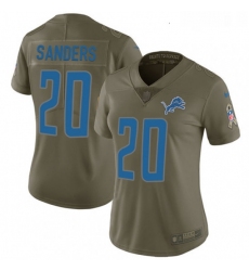 Womens Nike Detroit Lions 20 Barry Sanders Limited Olive 2017 Salute to Service NFL Jersey