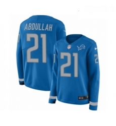 Womens Nike Detroit Lions 33 Kerryon Johnson Limited Blue Therma Long Sleeve NFL Jersey