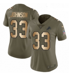 Womens Nike Detroit Lions 33 Kerryon Johnson Limited OliveGold Salute to Service NFL Jersey