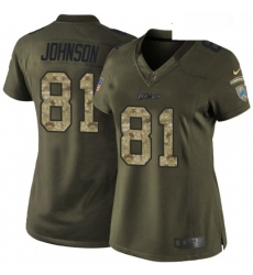 Womens Nike Detroit Lions 81 Calvin Johnson Elite Green Salute to Service NFL Jersey
