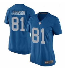 Womens Nike Detroit Lions 81 Calvin Johnson Game Blue Alternate NFL Jersey