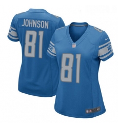 Womens Nike Detroit Lions 81 Calvin Johnson Game Light Blue Team Color NFL Jersey