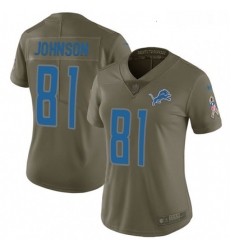 Womens Nike Detroit Lions 81 Calvin Johnson Limited Olive 2017 Salute to Service NFL Jersey