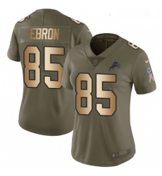 Womens Nike Detroit Lions 85 Eric Ebron Limited OliveGold Salute to Service NFL Jersey