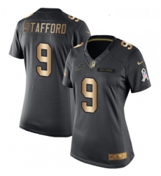 Womens Nike Detroit Lions 9 Matthew Stafford Limited BlackGold Salute to Service NFL Jersey