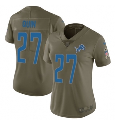 Womens Nike Lions #27 Glover Quin Olive  Stitched NFL Limited 2017 Salute to Service Jersey