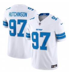 Youth Detroit Lions 97 Aidan Hutchinson White 2024 F U S E  Vapor Limited Stitched Jersey