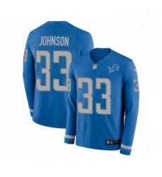 Youth Nike Detroit Lions 33 Kerryon Johnson Limited Blue Therma Long Sleeve NFL Jersey