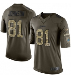 Youth Nike Detroit Lions 81 Calvin Johnson Elite Green Salute to Service NFL Jersey