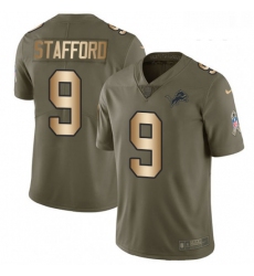 Youth Nike Detroit Lions 9 Matthew Stafford Limited OliveGold Salute to Service NFL Jersey