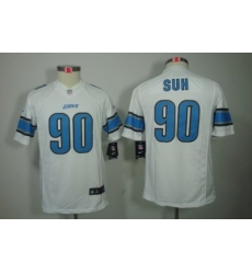 Youth Nike Detroit Lions 90# Ndamukong Suh White Color[Youth Limited Jerseys]