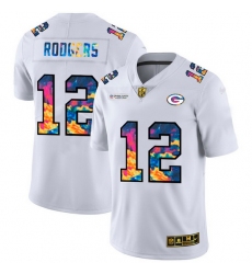 Green Bay Green Bay Green Bay Green Bay Packers 12 Aaron Rodgers Men White Nike Multi Color 2020 NFL Crucial Catch Limited NFL Jersey