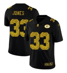 Green Bay Green Bay Green Bay Green Bay Packers 33 Aaron Jones Men Nike Leopard Print Fashion Vapor Limited NFL Jersey Black