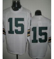 Green Bay Packers 15 Bart Starr White Jerseys Throwback