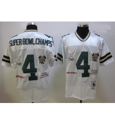 Green Bay Packers 4 Superbowl Champs White throwback Jersey
