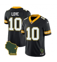 Men Green Bay Packers 10 Jordan Love Black 2023 F U S E  Home Patch Vapor Untouchable Limited Stitched Jersey