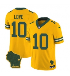Men Green Bay Packers 10 Jordan Love Gold 2023 F U S E  Home Patch Vapor Untouchable Limited Stitched Jersey