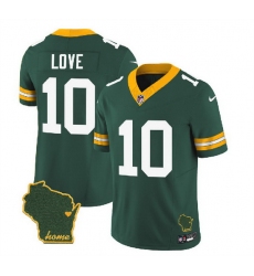 Men Green Bay Packers 10 Jordan Love Green 2023 F U S E  Home Patch Vapor Untouchable Limited Stitched Jersey