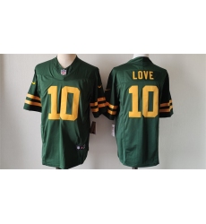 Men Green Bay Packers 10 Jordan Love Green Color Rush 2023 F U S E  Limited Stitched Football Jersey