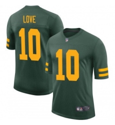 Men Green Bay Packers 10 Jordan Love Green Vapor Limited Throwback Stitched Football Jersey