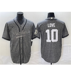 Men Green Bay Packers 10 Jordan Love Grey Cool Base Stitched Baseball Jersey