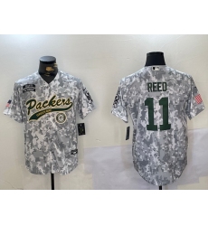 Men Green Bay Packers 11 Jayden Reed 2024 Arctic Camo Salute To Service Stitched Baseball Jersey 2