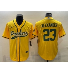 Men Green Bay Packers 23 Jaire Alexander Gold With Patch Cool Base Stitched Baseball Jersey