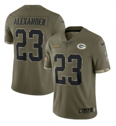 Men Green Bay Packers 23 Jaire Alexander Olive 2022 Salute To Service Limited Stitched Jersey