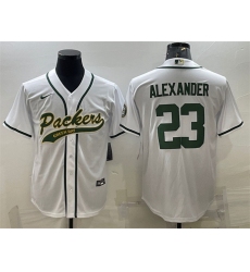 Men Green Bay Packers 23 Jaire Alexander White With Patch Cool Base Stitched Baseball Jersey