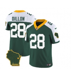 Men Green Bay Packers 28 A J  Dillon Green White 2023 F U S E  Home Patch Vapor Untouchable Limited Stitched Jersey