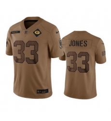 Men Green Bay Packers 33 Aaron Jones Brown 2023 Salute To Service Limited Stitched Jersey