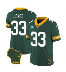 Men Green Bay Packers 33 Aaron Jones Green 2023 F U S E  Home Patch And 1 Star C Patch Vapor Untouchable Limited Stitched Jersey