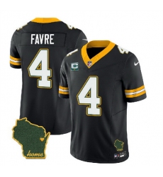 Men Green Bay Packers 4 Brett Favre Black 2023 F U S E  Home Patch And 1 Star C Patch Vapor Untouchable Limited Stitched Jersey