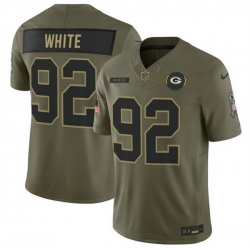 Men Green Bay Packers 92 Reggie White Olive 2025 F U S E  Salute to Service Limited Stitched Football Jersey