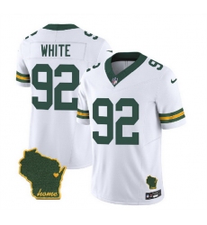 Men Green Bay Packers 92 Reggie White White 2023 F U S E  Home Patch Vapor Untouchable Limited Stitched Jersey