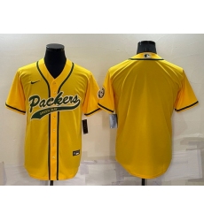 Men Green Bay Packers Blank Yellow Cool Base Stitched Baseball Jersey