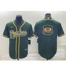 Men Green Bay Packers Green Team Big Logo With Patch Cool Base Stitched Baseball Jersey