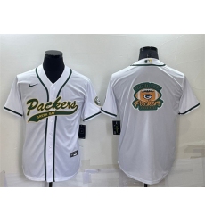 Men Green Bay Packers White Team Big Logo With Patch Cool Base Stitched Baseb