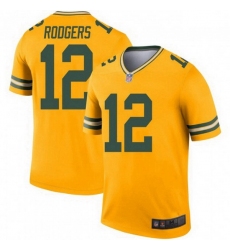 Men Nike Green Bay Packers 12 Aaron Rodgers Legend Gold Jersey